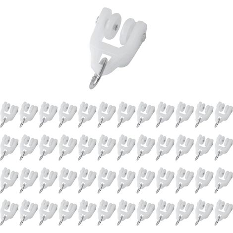48 Pièces Galets de Glissement pour Rideaux,Rouleaux de Rail de Rideau,Rails de Rideau à Deux Roues Coulissantes(Plastique) (1/5)