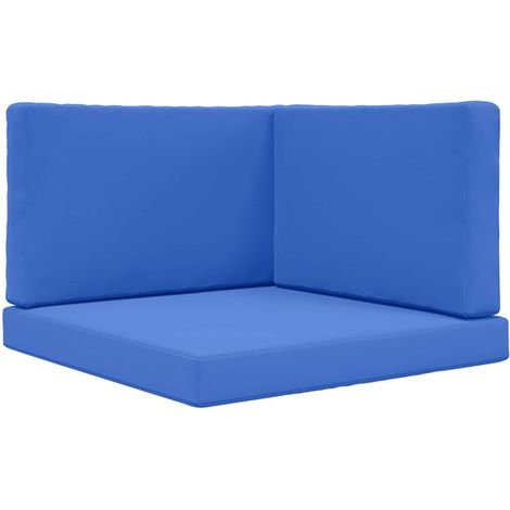 Ensemble de trois coussins pour canapé d'extérieur, bleu royal, polyester. (1/5)