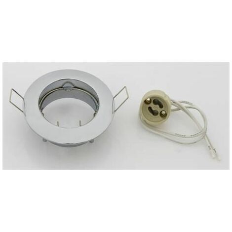 Supporto fisso per faretti a led GU10 ad incasso tondo cromo per cartongesso cromato (1/4)