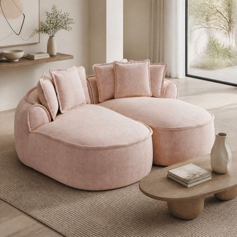 Canapé double 184x164x67 cm rose, design sans cadre, tissu chenille, sans montage MEUBLIV (1/5)