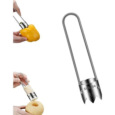 Obst- und Gemüseentkerner, Paprikaentkerner, Obstentkerner aus Edelstahl, Apfelschäler mit ergonomischem Griff, Küchenutensil für Obst und Gemüse (1) (1/5)