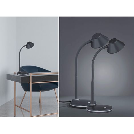LED Schreibtischleuchten 2er SET flexibel, Kunststoff Titan, 33cm hoch (1/5)