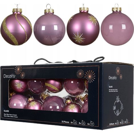 Lot de 20 boules de Noël en verre violet de 5/6/7 cm (1/2)