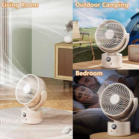 Ventilateur de Bureau USB Oscillant – 3 Vitesses Ultra Silencieux Rechargeable – Appareil Chambre ,Camping – Blanc (1/4)
