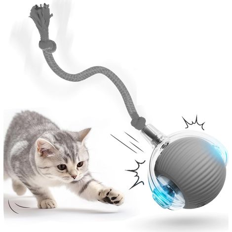 Jouet interactif pour chat - Balle électrique - Avec USB - Évite les obstacles - Jouet électrique pour chat - Gris (1/5)