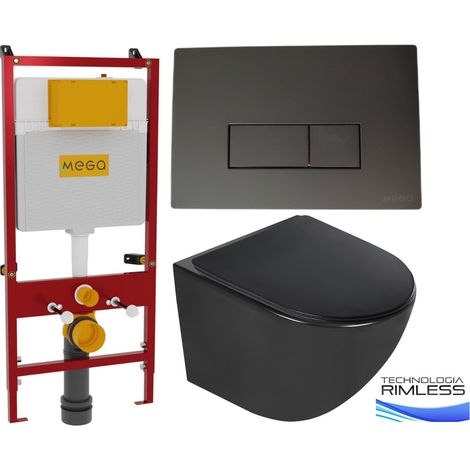 Vorwandelement mit Wand-WC spülrandlos, schwarz DELOS 110x54x16 cm (1/5)