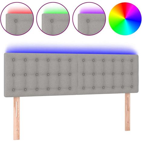 Maison Exclusive - LED Kopfteil Hellgrau 144x5x78/88 cm Stoff (1/5)