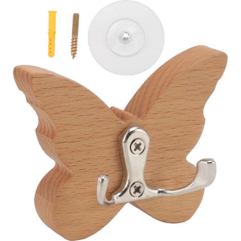 Porte-manteau mural en bois forme papillon crochet mural pour manteau vêtement chapeau serviette (1/5)