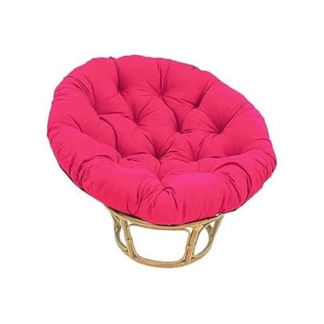 Fauteuil Papasan Rotin Naturel différent Coloris (Rotin Clair, Coussin Rose)
