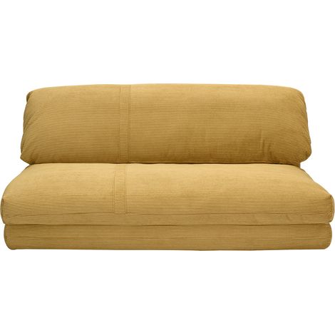 Poltrona letto convertibile 2 posti in tessuto velluto a coste giallo curry SPENCER