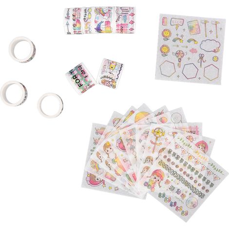 Ruban adhésif décoratif Washi à recoller sans laisser de traces, sans découpe. Kit de ruban adhésif Washi 83198 Wonderland