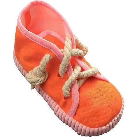 Jouet interactif pour chien en peluche couineuse, en forme de chaussure, orange, pour chiens de petite et moyenne taille. (1/5)