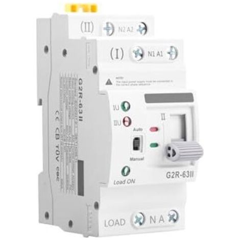 Interrupteur de transfert automatique à double alimentation 2P 63A 220V ATS Interrupteur photovoltaïque d'alimentation de secours à 2 positions double alimentation pour systèmes domestiques et industr (1/5)