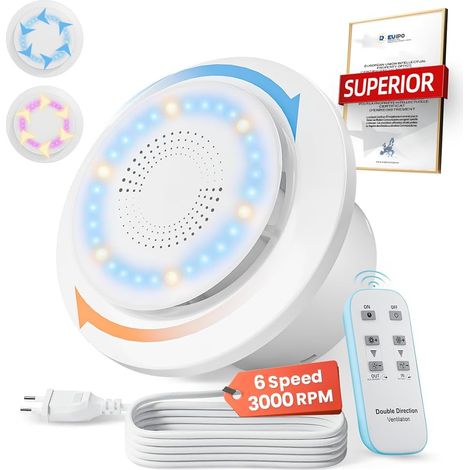 Ventilateur Extracteur d'air 100mm, 3000tr/min 220m³/h, VMC 2 Sens 6 Vitesses avec Feu d'Indication+Télécommande, Débit D'Air Puissant 2W Moteur DC Facile Installer Salle de Bain Lavoir GarageP106E2 (1/5)
