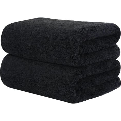 2er Pack Mikrofaser Handtuch Haare 50x100cm Dunkelgrau Schwarz (1/5)