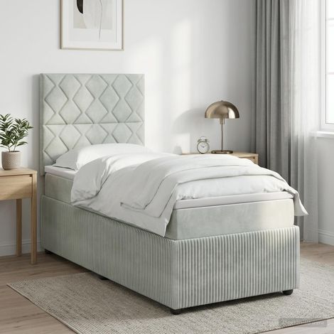 Letto Box Spring LED con Materasso Grigio Chiaro 90 x 190 cm vidaXL (1/5)