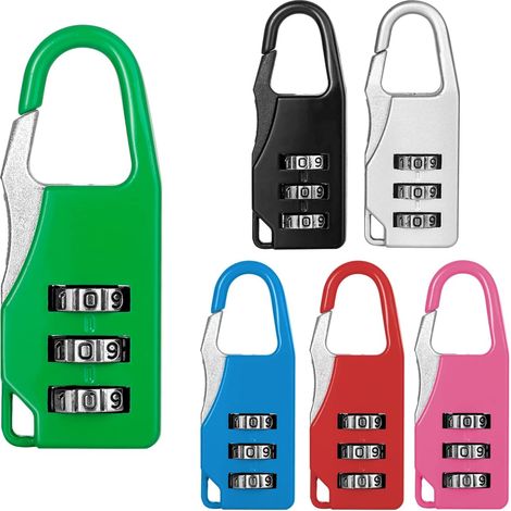 Lot de 6 cadenas à combinaison pour valise, petit cadenas de voyage à 3 chiffres (1/5)
