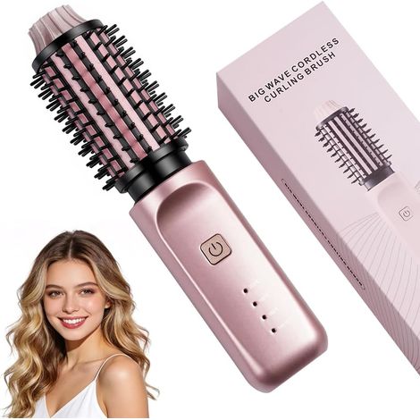 Thermal Brush, 38 mm Ionic Heated Curling Brush, Create Natural Curls, 4 Temperature Settings, Ionic Anti-Frizz Design, Rosa (1/5)