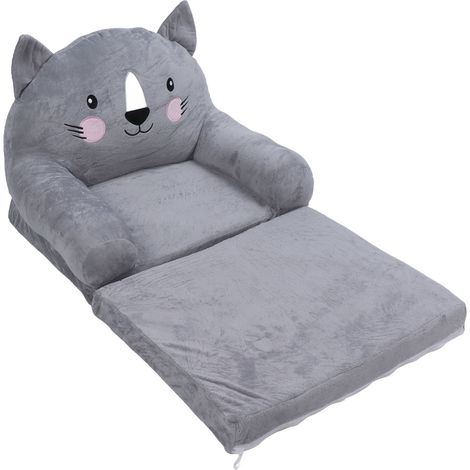 Chaise haute pliable grise style dessin animé avec large poignée, dossier stable et respirant, canapé bébé pour la chambre à coucher, 2 niveaux (1/5)