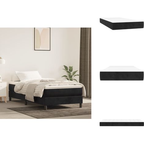Matelas de lit à ressorts ensachés noir 120x190x20 cm velours - Matelas À Ressorts Ensachés - Matelas Velours - Matelas Double - Matelas Support Moyen - Literie (1/5)