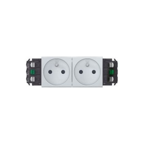 Legrand 079222 Mosaic Outlet for DLP Cable Trays - 2x2P+T - Self-terminating terminals - Aluminum color