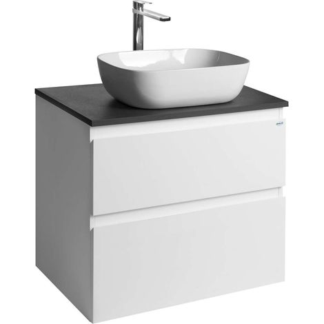 Aqualine Altair - Mobile lavabo 60x67x45 cm, 2 cassetti, bianco/antracite ardesia AI270-03