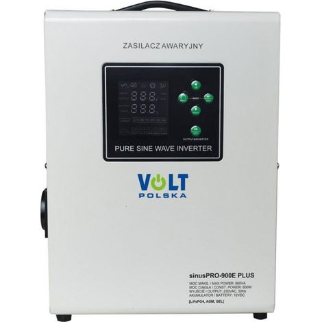 Inverter VOLT POLSKA SINUSPRO 900E PLUS 12V 600/900W LiFePO4, MENU