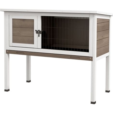 Brown Wooden Guinea Pig Hutch with Slide-out Tray and Openable Asphalt Roof, 84x43x70cm, Ideal Small Animal Cage (1/5)