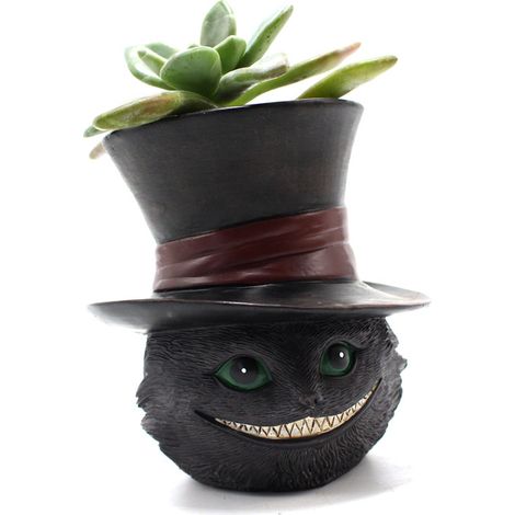 Pot de fleurs chaton (plante non incluse), chapeau créatif en résine, réservoir de fleurs succulentes, décoration de bureau en pot de plantes ver (1/5)