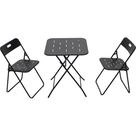 Gartenmöbel Set klappbar 3-teilig Stahl Schwarz OKMYHOME (1/5)