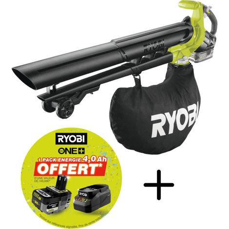 Souffleur aspiro-broyeur RYOBI 18V One+ Brushless OBV18 - Batterie 4,0Ah et chargeur OFFERTS