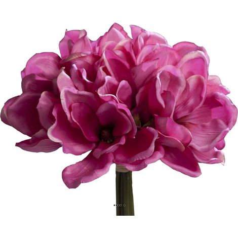 Bouquet de magnolias artificiels Fuchsia 7 têtes Hauteur 24 cm - couleur: Rose fushia 730 (1/2)