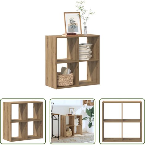 Rangement bureau - Bibliothèque chêne artisanal 68,5x32x68,5 cm bois d'ingénierie (1/5)