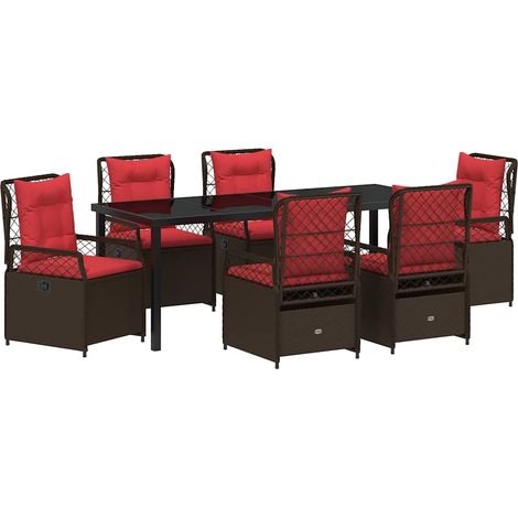 Set da Pranzo per Giardino 7 pz Marrone polyrattan vidaXL (1/5)