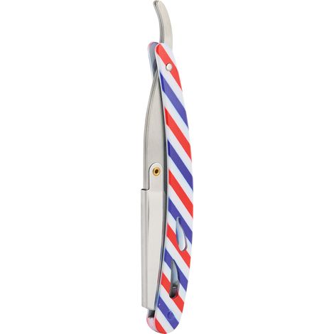 Support de rasoir droit professionnel en acier inoxydable pour rasoir manuel de barbier pour hommes, sans lame. (1/5)