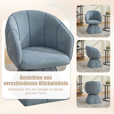 Fauteuil relaxant pivotant en tissu chenille pour adulte et ado, dossier haut ergonomique, parfait pour chambre et salon (bleu). (1/5)