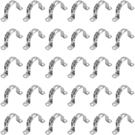 Collier de serrage en U en acier inoxydable, collier de serrage demi-rond pour tuyau d'air/eau, raccords pour tuyaux d'eau - 50 mm-Chrom (1/5)