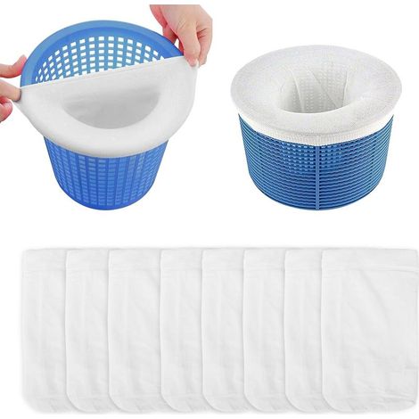 Lot de 10 Chaussettes pour Skimmer de Piscine, Chaussettes filtrantes, paniers et Skimmer, Filet de Filtre pour enlever Les scories, Les Feuilles, la Mousse, Le Pollen, Les Insectes, Les (1/5)