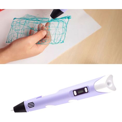 3D-Druckstift, Hochtemperatur-3D-Stift mit Filament und Zubehör für Kinder, englische Version, lila. (1/5)