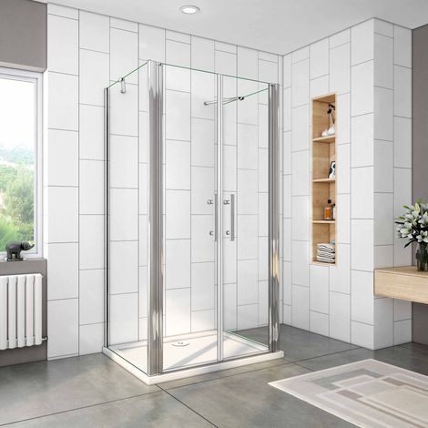 100x70x70cm MAMPARA DE DUCHA, CRISTAL TEMPLADO 6MM EASYCLEAN, DOS PANELES LATERALES, TRATAMIENTO ANTICAL (1/5)