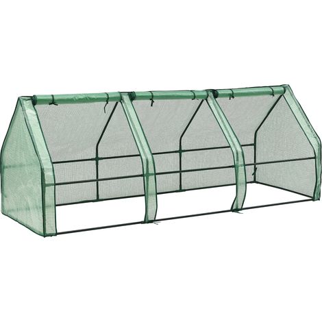 Struttura da giardino con 3 finestre in acciaio e polietilene 240 x 90 x 90 cm verde 030008265