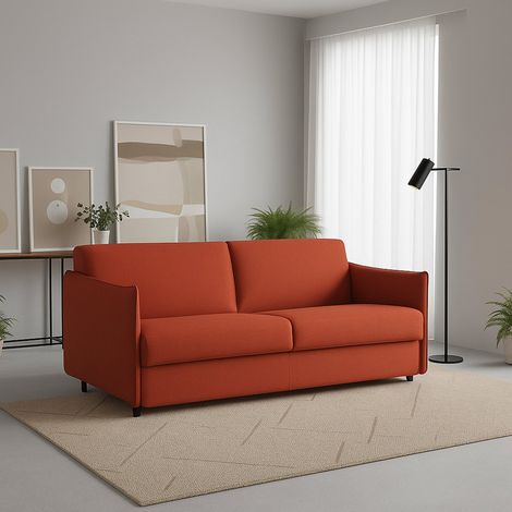 Divano Fisso 2 Posti Varedo, Sfoderabile, Idrorepellente Made in Italy, Lavabile, 180x95x90h cm Arancione (1/4)