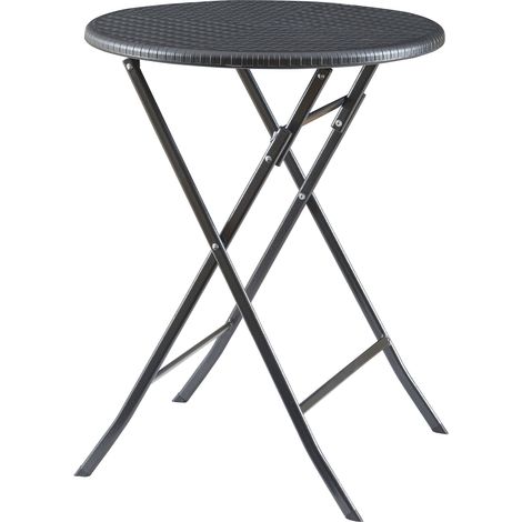 Tavolo da campeggio pieghevole 60 x 74 cm effetto rattan nero 030011002