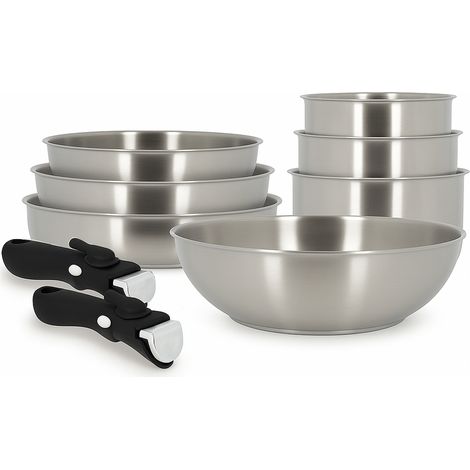 Batterie de cuisine 9 pièces en inox, IRIS
