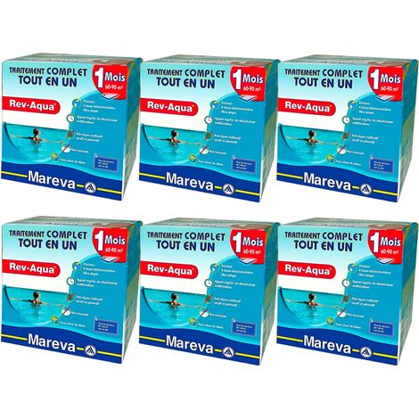 Pack 6 mois traitement Mareva REV-AQUA 4 en 1 piscine 60 à 90m³ (1/2)