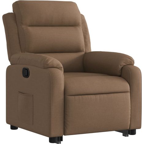 Poltrona relax TV rivestimento confortevole funzione sollevamento elettrico in tessuto marrone DEC028058