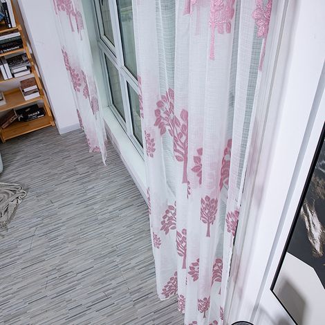 Rideaux en voile transparent ultra doux en forme d'arbre, anti-moustiques, pour salon, rose (1/5)