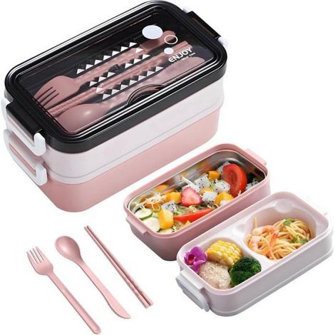 Lunchbox Isotherme 3 Compartiments 1400ml, Lavable Micro-Ondes et Lave-Vaisselle, Idéale École ou Bureau (1/5)