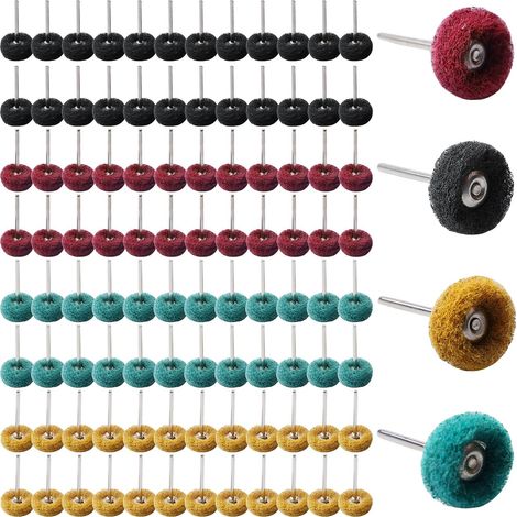 Lot de 100 disques abrasifs de 25 mm - Grain 120/180/320/400 - Roues de polissage avec tige de 3 mm - Accessoire de polissage pour outils rotatifs (1/5)