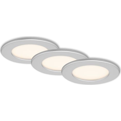 LED Einbauleuchte Ultraflach 3er Set chrom-matt 6W IP44 Ø11,5cm Briloner